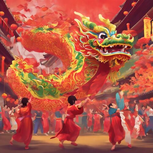 Dragon Dance in Chinese New Year