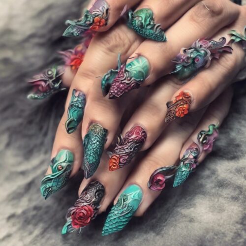 dragon nail art