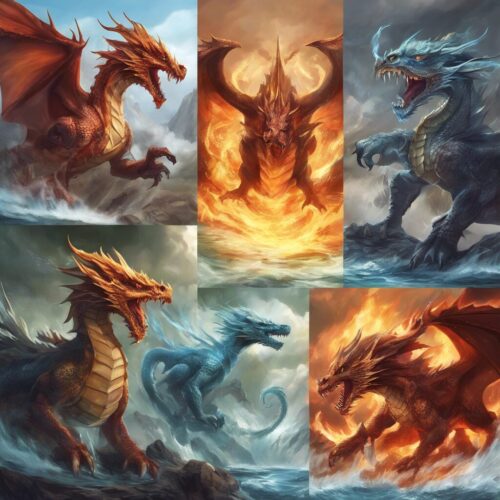 Diverse Elemental Dragons