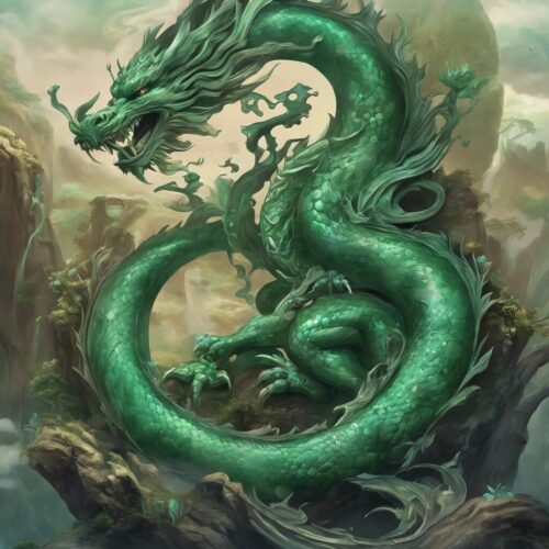 A jade dragon statue