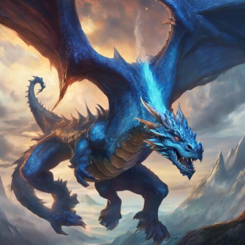 Image of a modern interpretation of a blue dragon