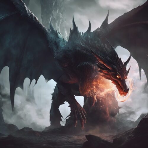 Animated dragon breathing fire