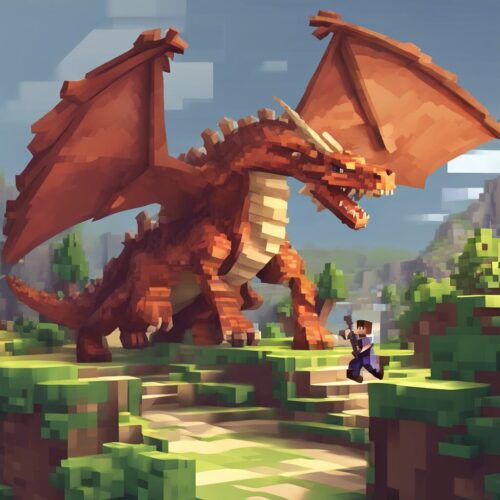 A Minecraft dragon in flight