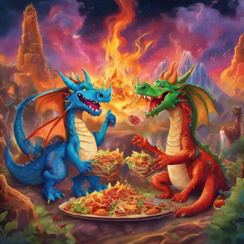 Dragons enjoying tacos