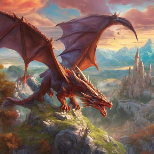 Dragon Flying Over Mountains